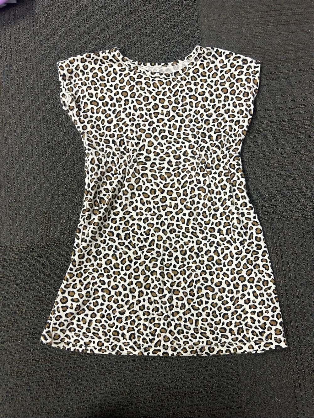 Old Navy Kids Leopard Print Short Sleeve Dress - White & Brown